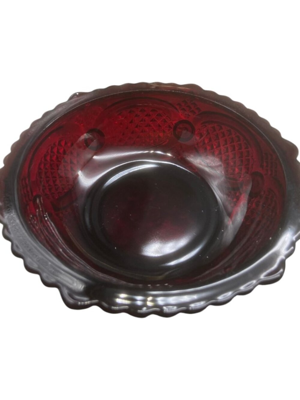 Ruby Red 5 1/4" Glass Serving Bowl Vintage Avon Cape Cod Collection 1876